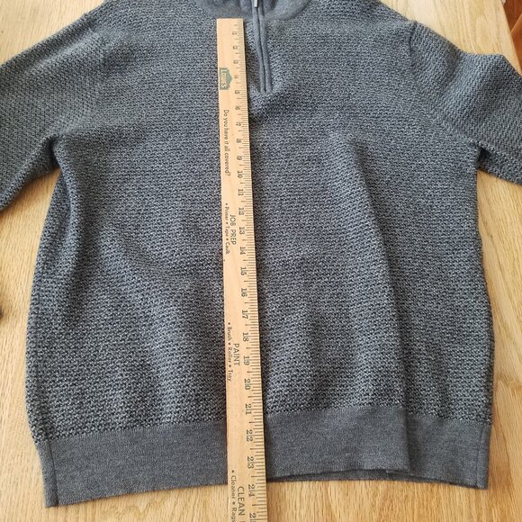 CLAIBORNE 1/4 Zip-Up Pullover Merino Wool Blend Mens Sweater - 2XLT - Gray - Picture 4 of 7